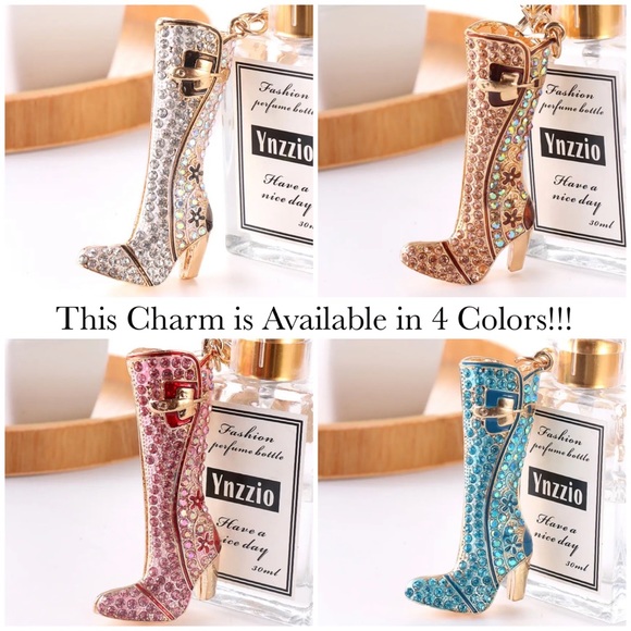 Pink and Red Crystal High Heel Boot Keychain Charm - Picture 14 of 14